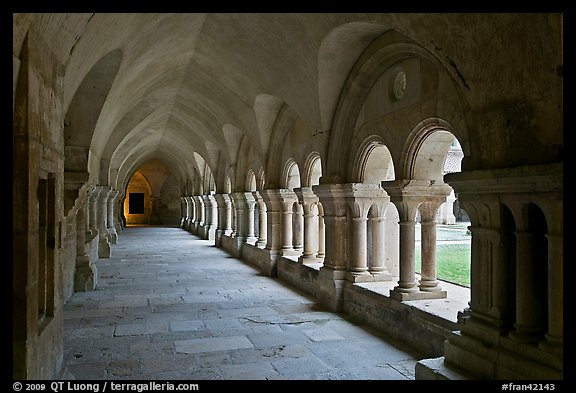 Cloister, Cistercian Abbey of Fontenay. Burgundy, France (color)