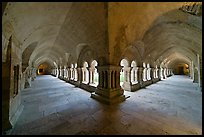 Wide view of cloister galleries, Fontenay Abbey. Burgundy, France