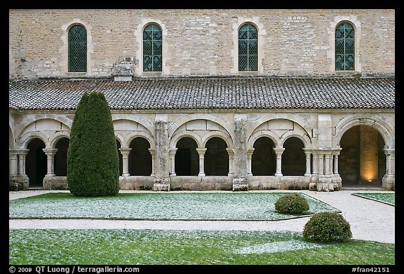 Cloister garden, Cistercian Abbey of Fontenay. Burgundy, France (color)