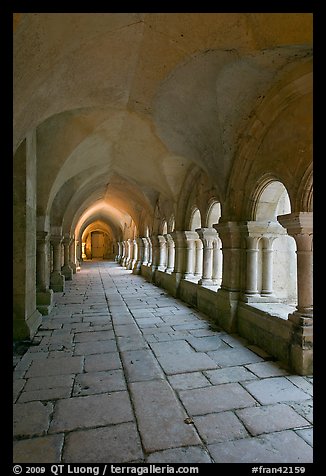 Cloister gallery, Fontenay Abbey. Burgundy, France (color)