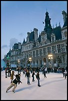 Holiday ice ring in front of the city hall. Paris, France