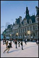 Holiday ice ring in front of the city hall. Paris, France (color)