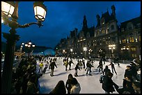 Skating rink by night, Hotel de Ville. Paris, France