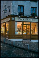 Boulangerie at dusk, Montmartre. Paris, France