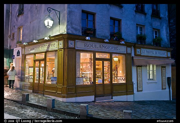 Bakery at dusk, Montmartre. Paris, France (color)