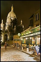 Sacre-Coeur basilica and restaurant by night, Montmartre. Paris, France ( color)