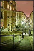 Stairs and street lamps by night, Butte Montmartre. Paris, France ( color)