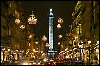 Street with lights and Place Vendome column. Paris, France ( color)