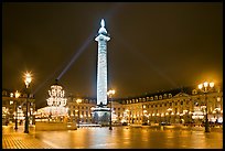 Place Vendome by night with Christmas lights. Paris, France (color)