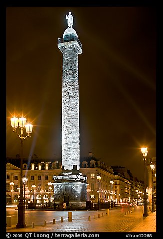 Colonne Vendome by night. Paris, France (color)