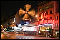 Windmill marking the Moulin Rouge Cabaret. Paris, France (color)