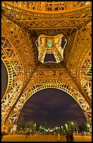 Eiffel Tower from below and Champs de Mars at night. Paris, France ( color)