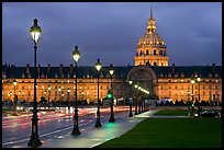 Street lights, Esplanade, and Les Invalides by night. Paris, France ( color)
