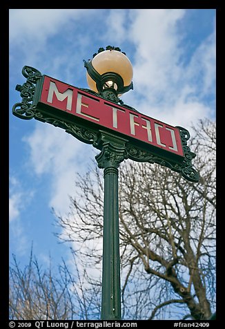 Metro sign and sky. Paris, France (color)