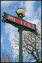 Metro sign and sky. Paris, France (color)
