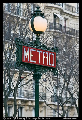 Metro sign. Paris, France (color)