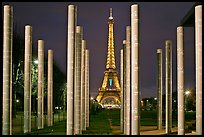 Memorial with word peace written on 32 columns in 32 languages. Paris, France (color)