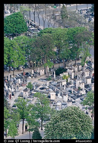 Aerial view of Montparnasse Cemetery. Paris, France (color)