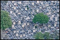 Aerial view of tombs, Montparnasse Cemetery. Paris, France
