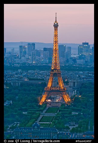 Eiffel Tower, Champs de Mars, La Defense seen from Tour Montparnasse. Paris, France (color)