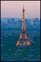 Eiffel Tower, Champs de Mars, La Defense seen from Tour Montparnasse. Paris, France (color)