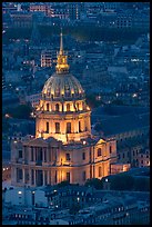 Invalides dome at night from above. Paris, France (color)