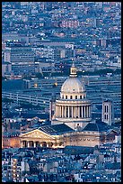 Pantheon at dusk from above. Quartier Latin, Paris, France (color)