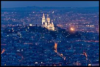 Montmartre Hill and Sacre-Coeur basilica at night. Paris, France ( color)