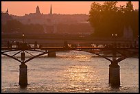Sunset over the Seine River and bridges. Paris, France