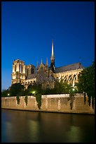 Notre Dame Cathedral and Seine River at twilight. Paris, France ( color)