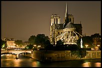 Ile de la Cite and Notre Dame de Paris rear by night. Paris, France