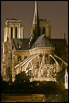 Chevet (head) and buttresses of Notre-Dame by night. Paris, France ( color)