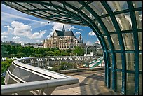 Curvy modern structure framing the church of Saint-Eustache. Paris, France