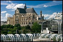 New and old architecture of Forum des Halles and  Saint-Eustache. Paris, France (color)