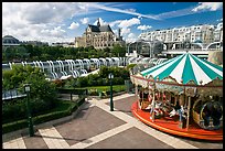 Carousel, Forum des Halles and Saint-Eustache church. Paris, France