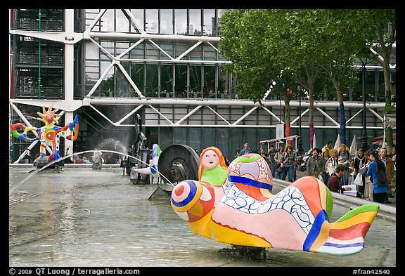 Sculpture called La Sirene in Stravinsky Fountain. Paris, France (color)