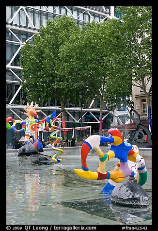 Fontaine des automates with modern colorful sculptures. Paris, France