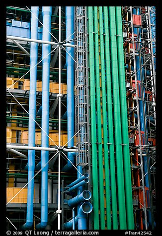 Exposed functional structural elements of Centre George Pompidou. Paris, France (color)