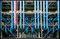 Rear of Pompidou Center with exposed blue tubes used for climate control. Paris, France