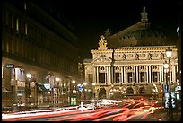 Opera (Palais Garnier) at night with lights. Paris, France (color)