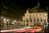 Opera (Palais Garnier) at night with lights. Paris, France