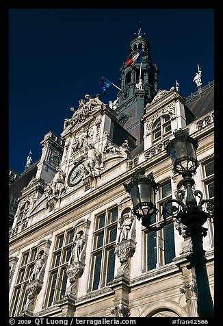 Renaissance-style facade, Hotel de Ville. Paris, France (color)