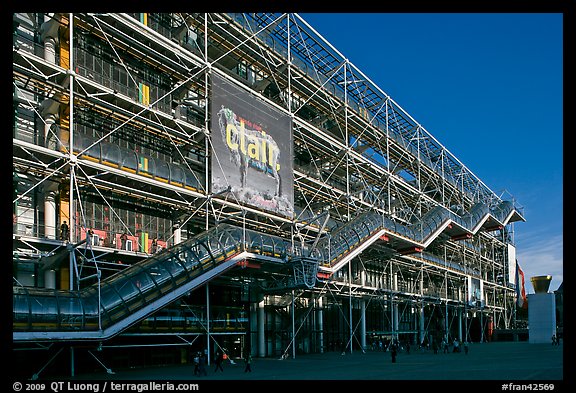 Facade of the Pompidou Center, designed by Renzo Piano and Richard Rogers. Paris, France (color)