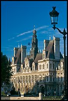 Street lamp and Hotel de Ville, afternoon. Paris, France