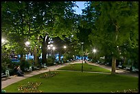 Park on the tip of Ile de la Cite at dusk. Paris, France