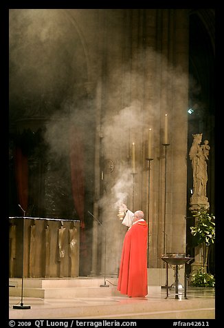 Paris cardinal officiating in cathedral Notre-Dame. Paris, France