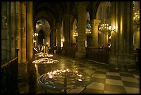 North Aisle and candles, cathedral Notre-Dame-de-Paris. Paris, France (color)