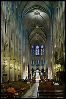 Nave during mass, Notre-Dame. Paris, France