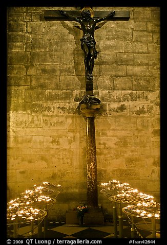 Candles and Christ, Notre-Dame. Paris, France (color)