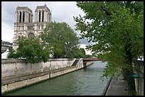 Seine and Notre-Dame facade in the spring. Paris, France (color)